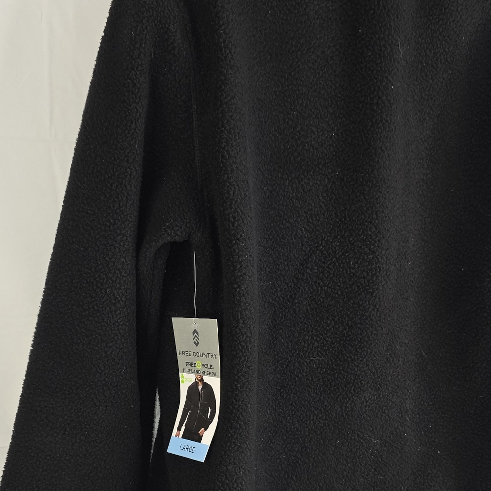 Free Country Black Fleece Zip-Up Jacket Size Large NWT AT-3236 - Picture 6 of 10